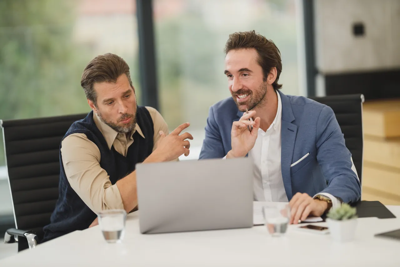 A funding specialist reviewing options with a business owner